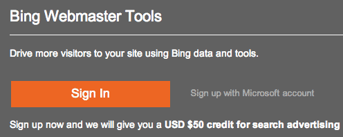 bing webmaster tools signup